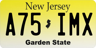 NJ license plate A75IMX