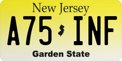 NJ license plate A75INF