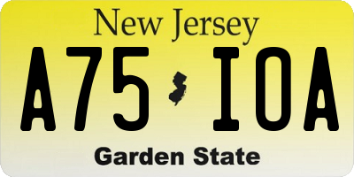 NJ license plate A75IOA
