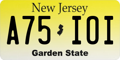 NJ license plate A75IOI