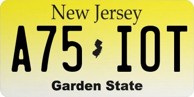 NJ license plate A75IOT