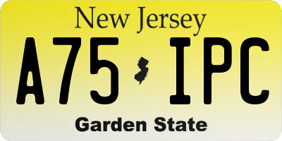 NJ license plate A75IPC