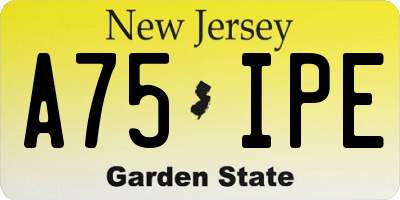 NJ license plate A75IPE