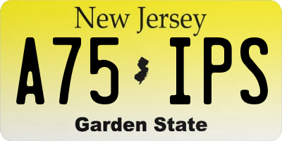 NJ license plate A75IPS