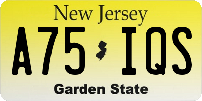 NJ license plate A75IQS