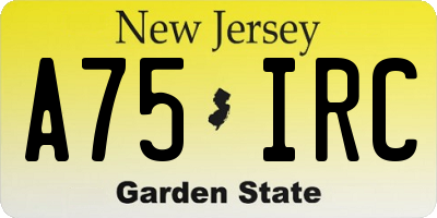 NJ license plate A75IRC