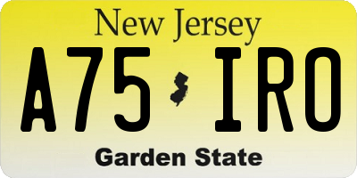 NJ license plate A75IRO