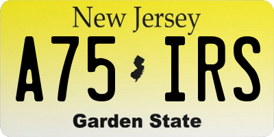 NJ license plate A75IRS