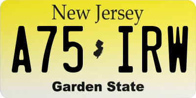 NJ license plate A75IRW