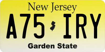NJ license plate A75IRY