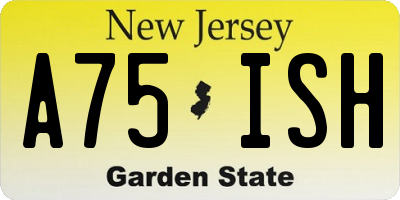 NJ license plate A75ISH