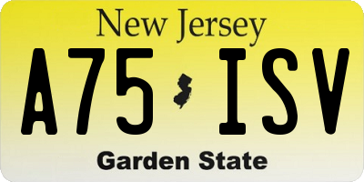 NJ license plate A75ISV