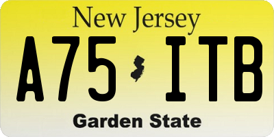 NJ license plate A75ITB