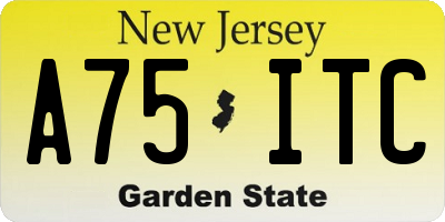 NJ license plate A75ITC