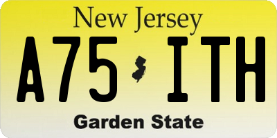 NJ license plate A75ITH