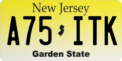 NJ license plate A75ITK