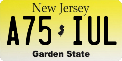NJ license plate A75IUL