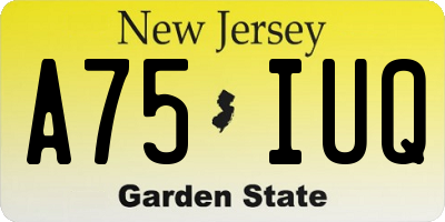 NJ license plate A75IUQ