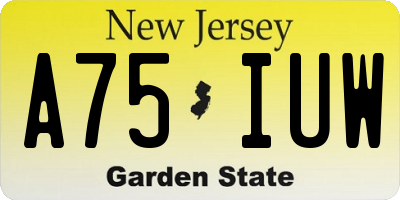 NJ license plate A75IUW