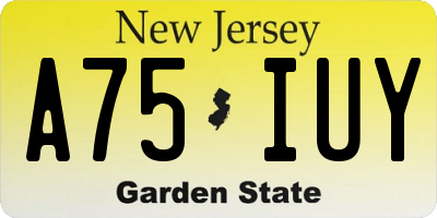 NJ license plate A75IUY
