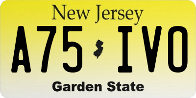 NJ license plate A75IVO