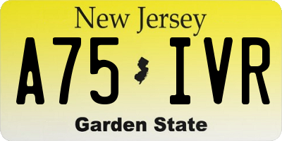NJ license plate A75IVR