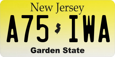 NJ license plate A75IWA