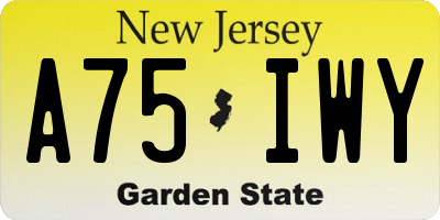 NJ license plate A75IWY