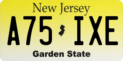 NJ license plate A75IXE