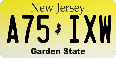 NJ license plate A75IXW