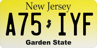 NJ license plate A75IYF