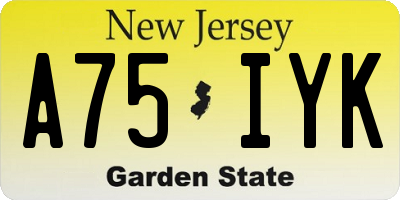 NJ license plate A75IYK