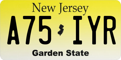 NJ license plate A75IYR
