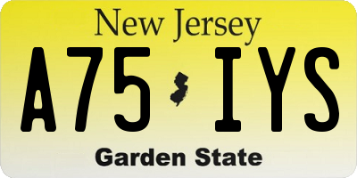 NJ license plate A75IYS