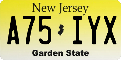 NJ license plate A75IYX