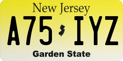 NJ license plate A75IYZ