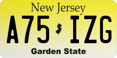 NJ license plate A75IZG