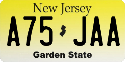 NJ license plate A75JAA