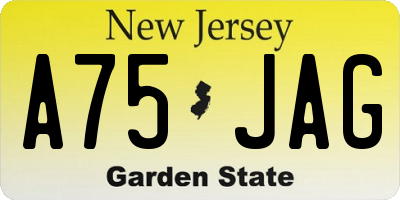 NJ license plate A75JAG