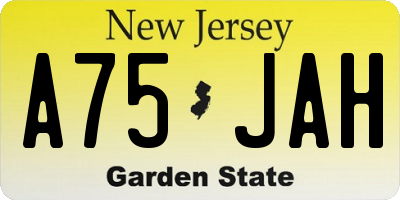 NJ license plate A75JAH