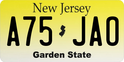 NJ license plate A75JAO