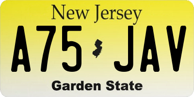 NJ license plate A75JAV