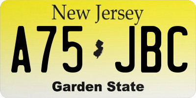 NJ license plate A75JBC