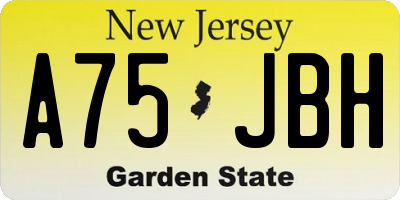 NJ license plate A75JBH