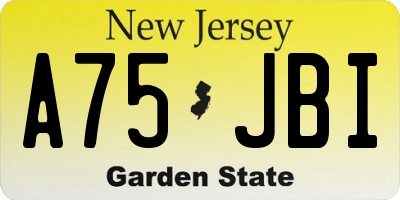 NJ license plate A75JBI