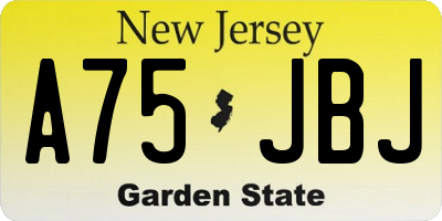 NJ license plate A75JBJ