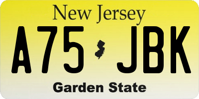 NJ license plate A75JBK
