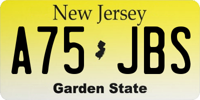 NJ license plate A75JBS