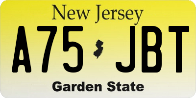 NJ license plate A75JBT