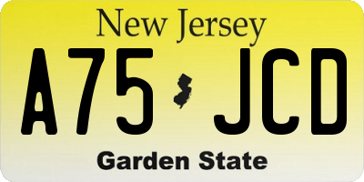 NJ license plate A75JCD